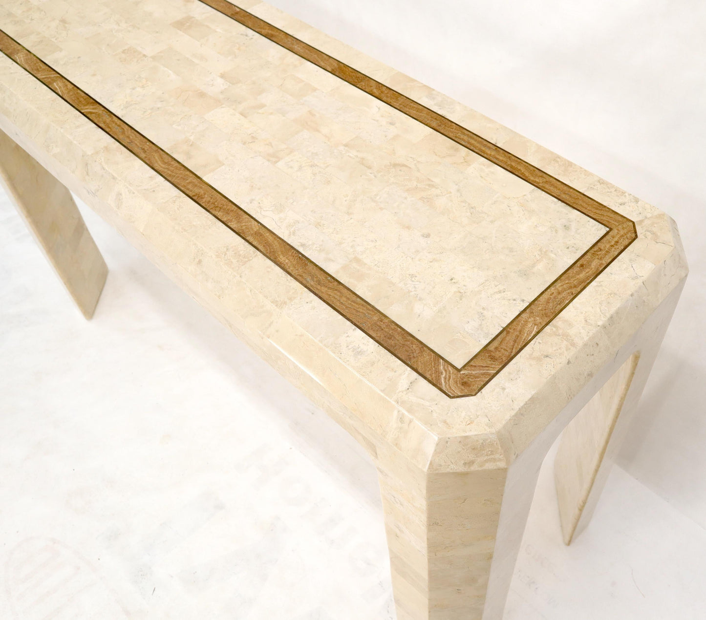 EstablishedLines Tessellated Stone Tile Inlay Console Sofa Table