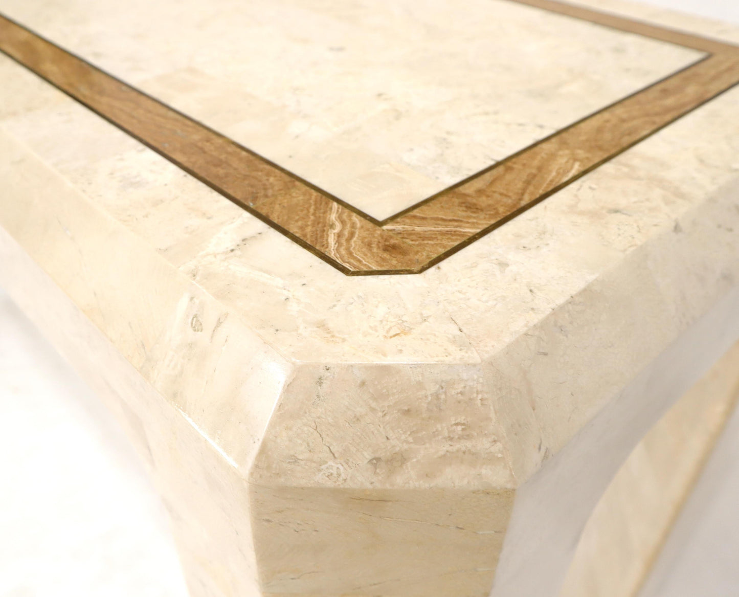 EstablishedLines Tessellated Stone Tile Inlay Console Sofa Table