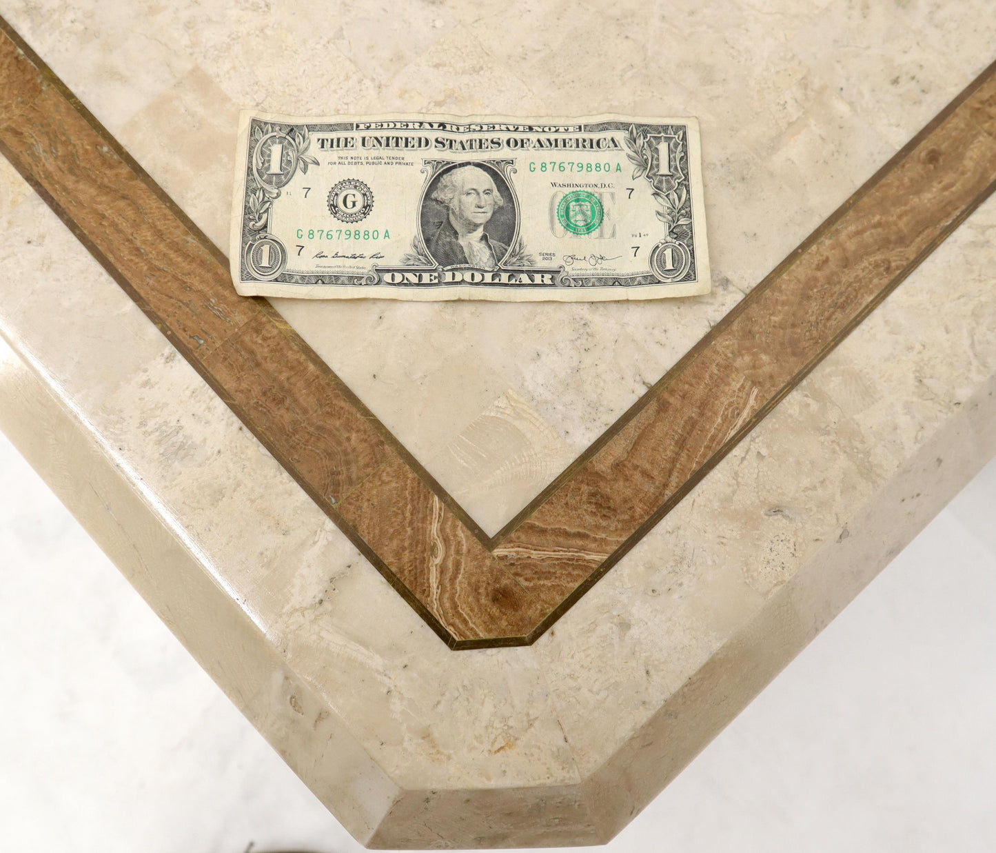 EstablishedLines Tessellated Stone Tile Inlay Console Sofa Table