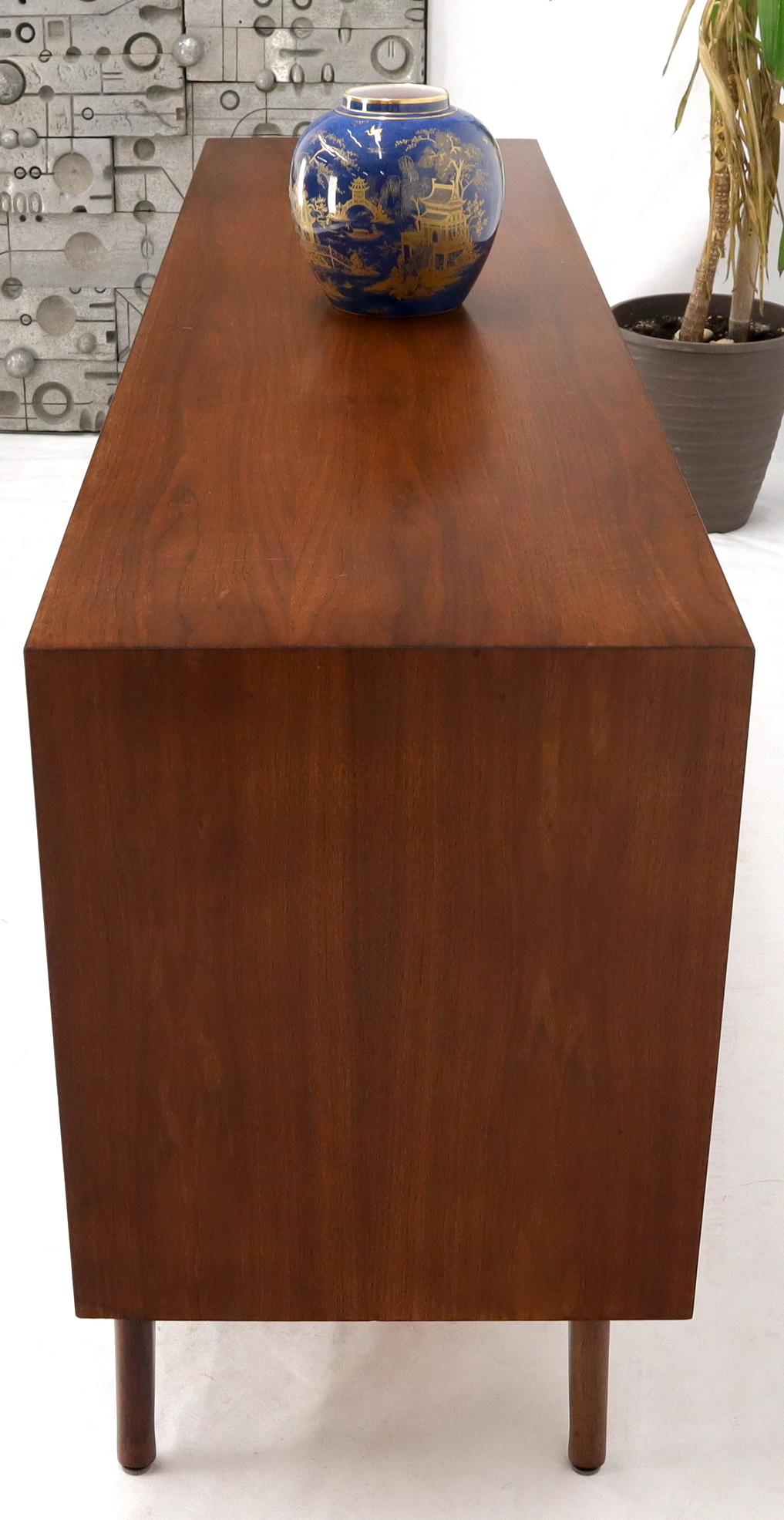 EstablishedLines Sculptural Legs Long 9 Drawers Walnut Credenza Dresser with Doors