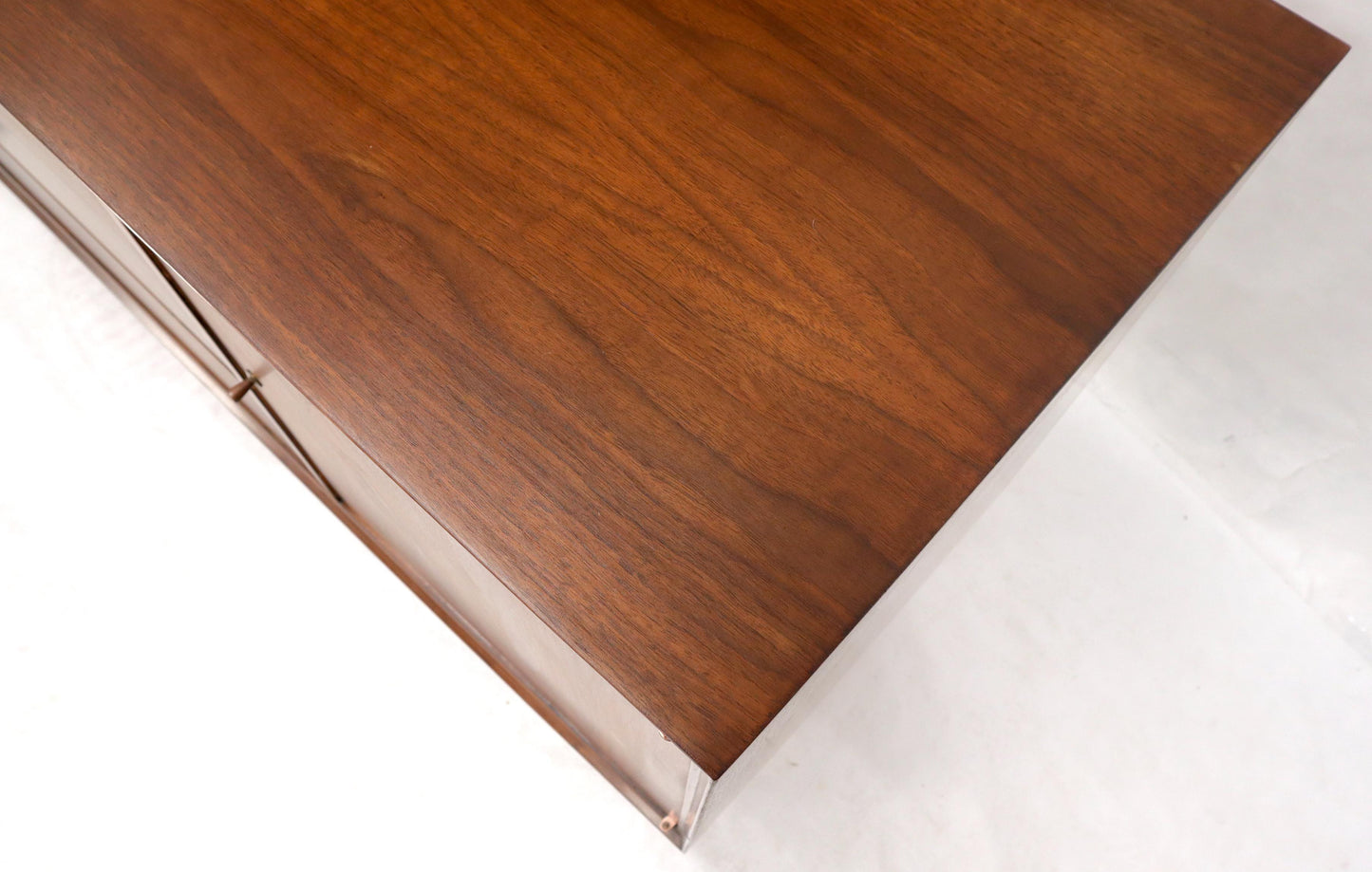 EstablishedLines Sculptural Legs Long 9 Drawers Walnut Credenza Dresser with Doors