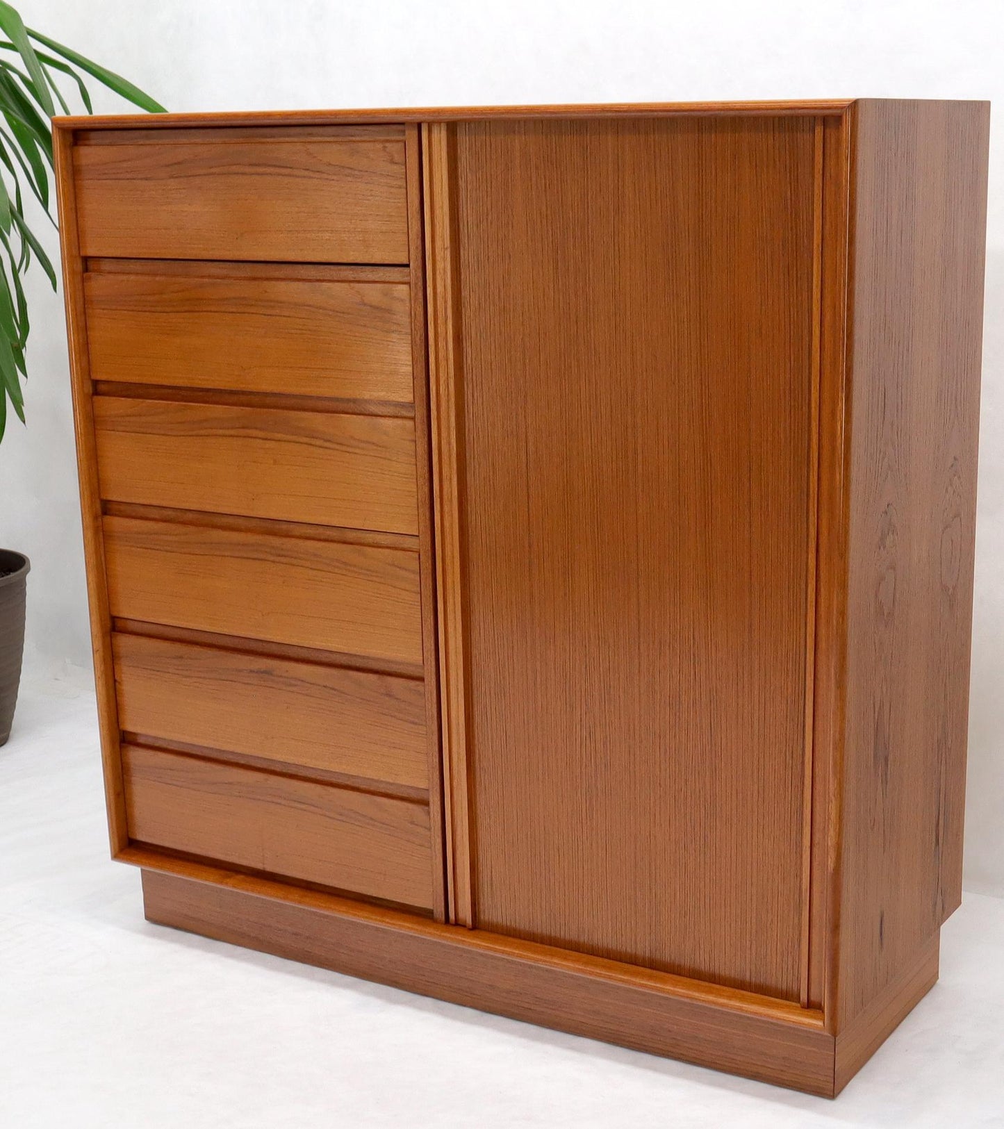 EstablishedLines Tambour Door Side by Side 13 Drawers Large Teak Gentleman Chest Dresser Cabinet