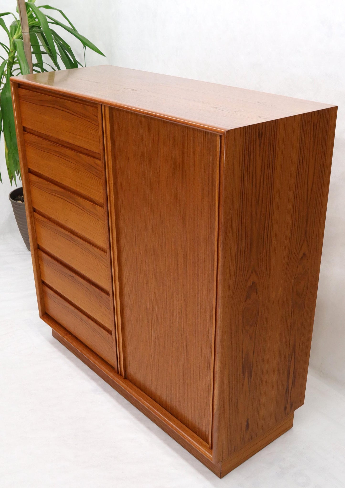 EstablishedLines Tambour Door Side by Side 13 Drawers Large Teak Gentleman Chest Dresser Cabinet