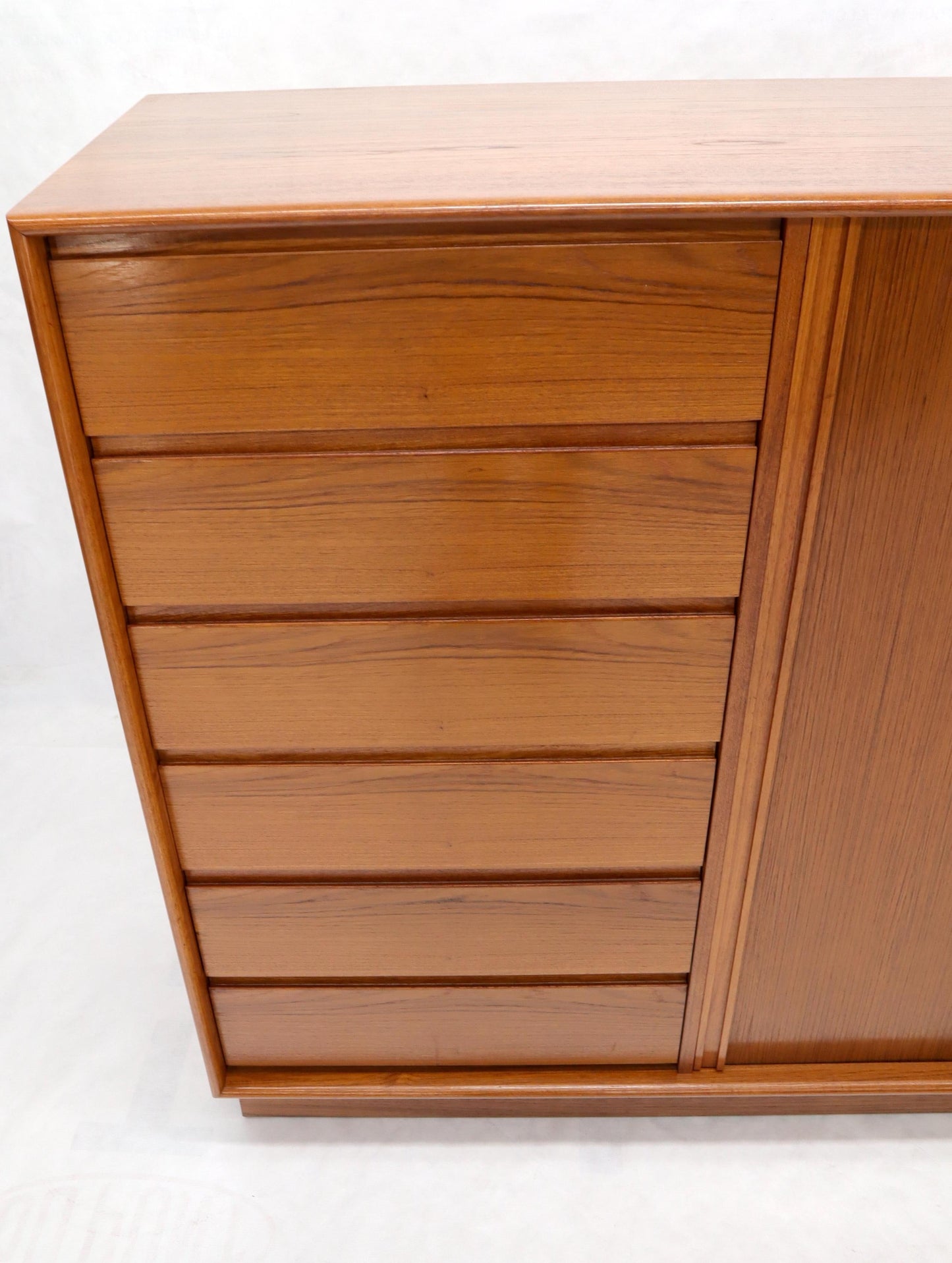 EstablishedLines Tambour Door Side by Side 13 Drawers Large Teak Gentleman Chest Dresser Cabinet