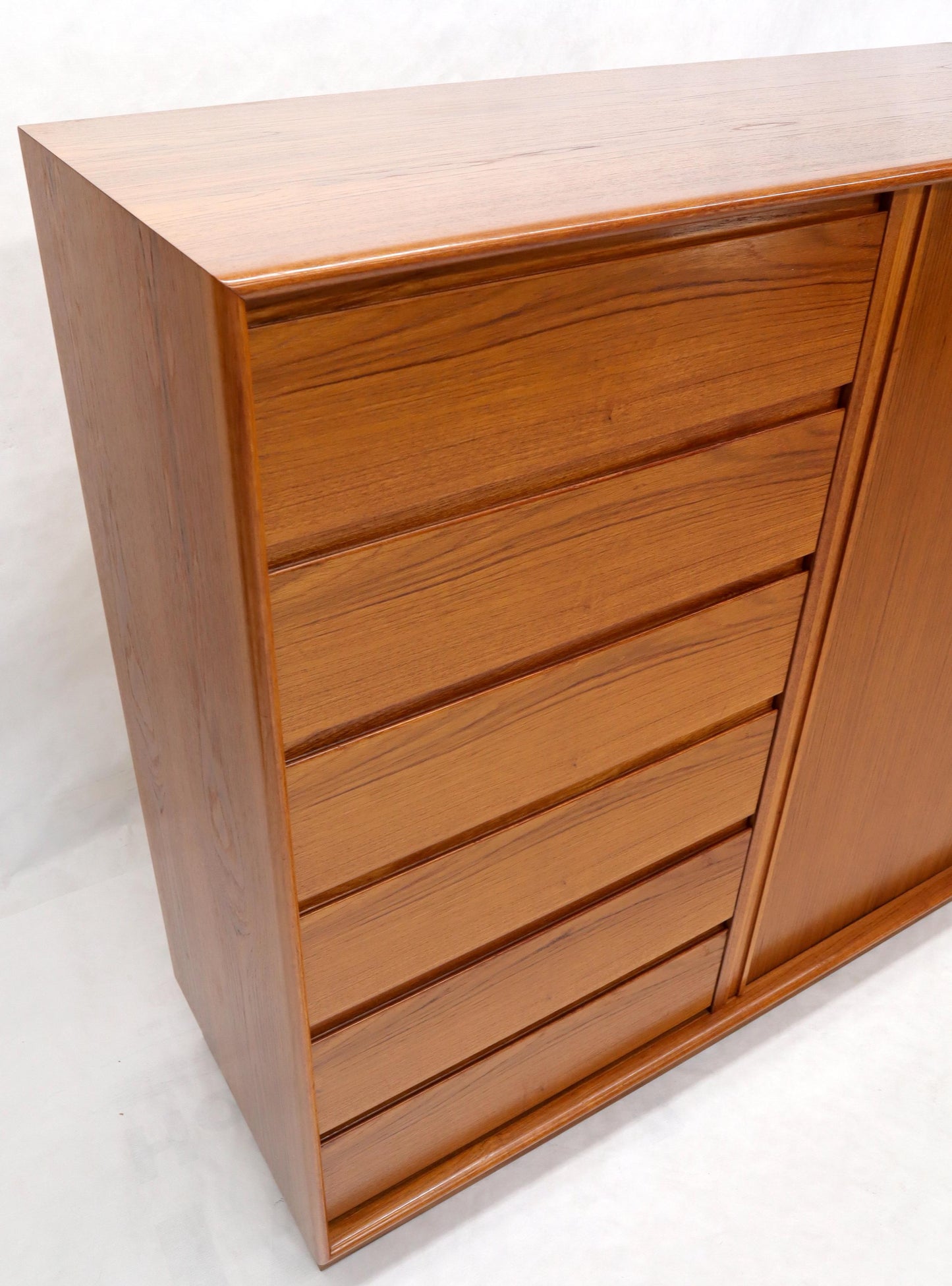 EstablishedLines Tambour Door Side by Side 13 Drawers Large Teak Gentleman Chest Dresser Cabinet