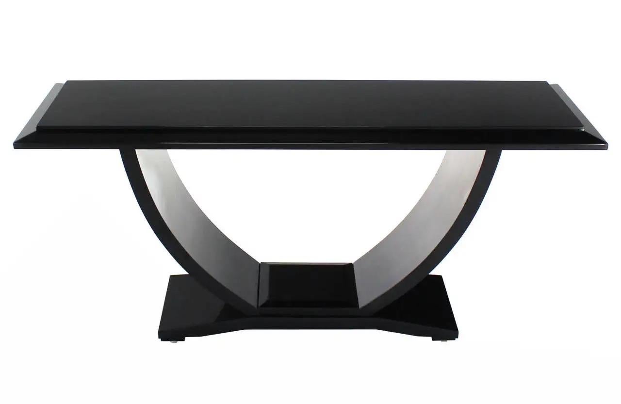 Black Lacquer U-Shape Arched Base Console Table by Drexel