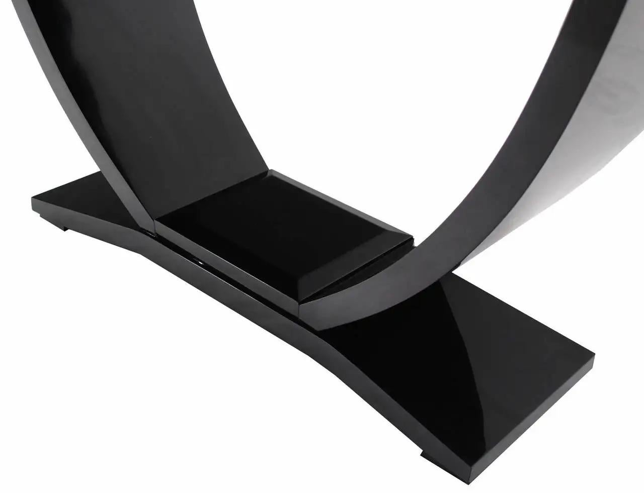 Black Lacquer U-Shape Arched Base Console Table by Drexel