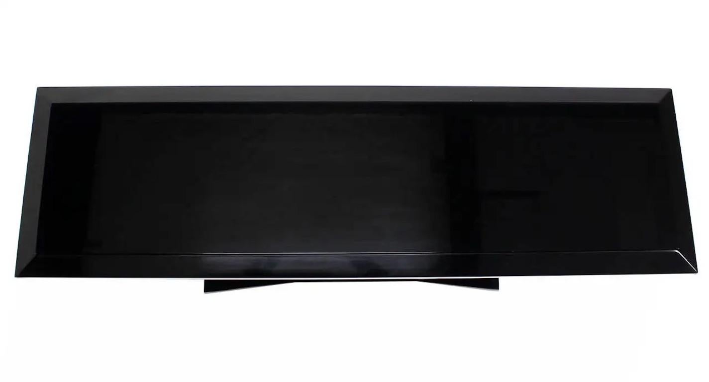 Black Lacquer U-Shape Arched Base Console Table by Drexel
