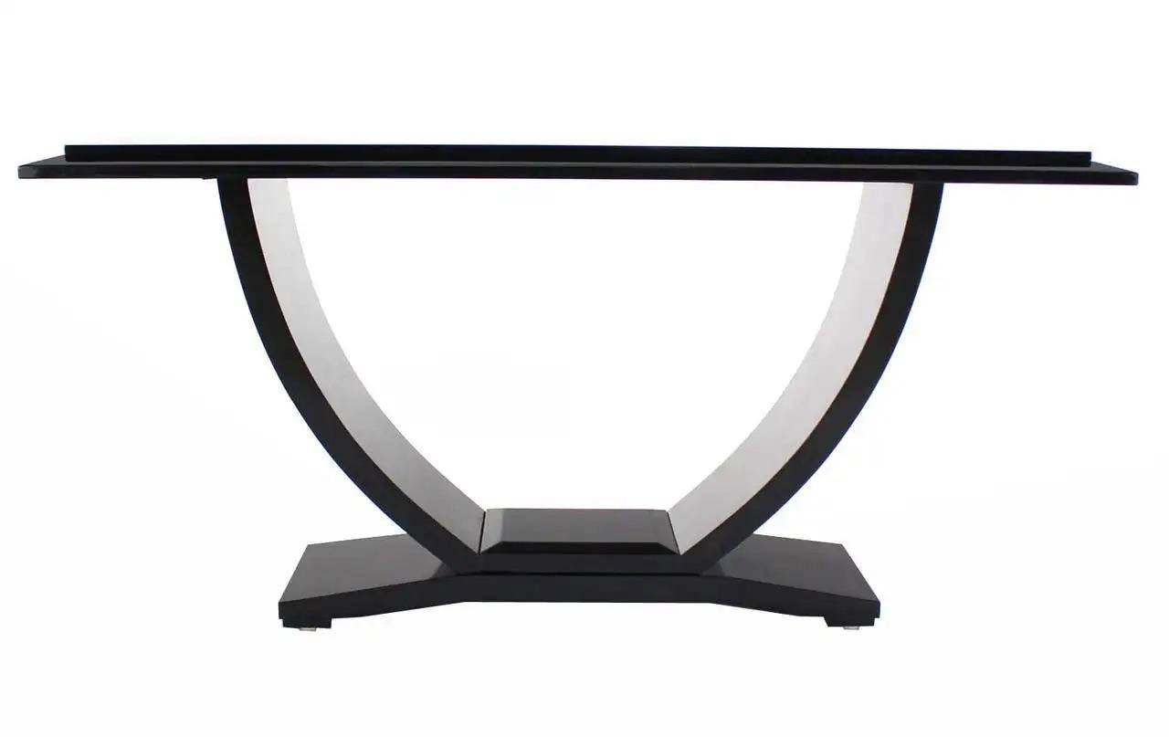 Black Lacquer U-Shape Arched Base Console Table by Drexel