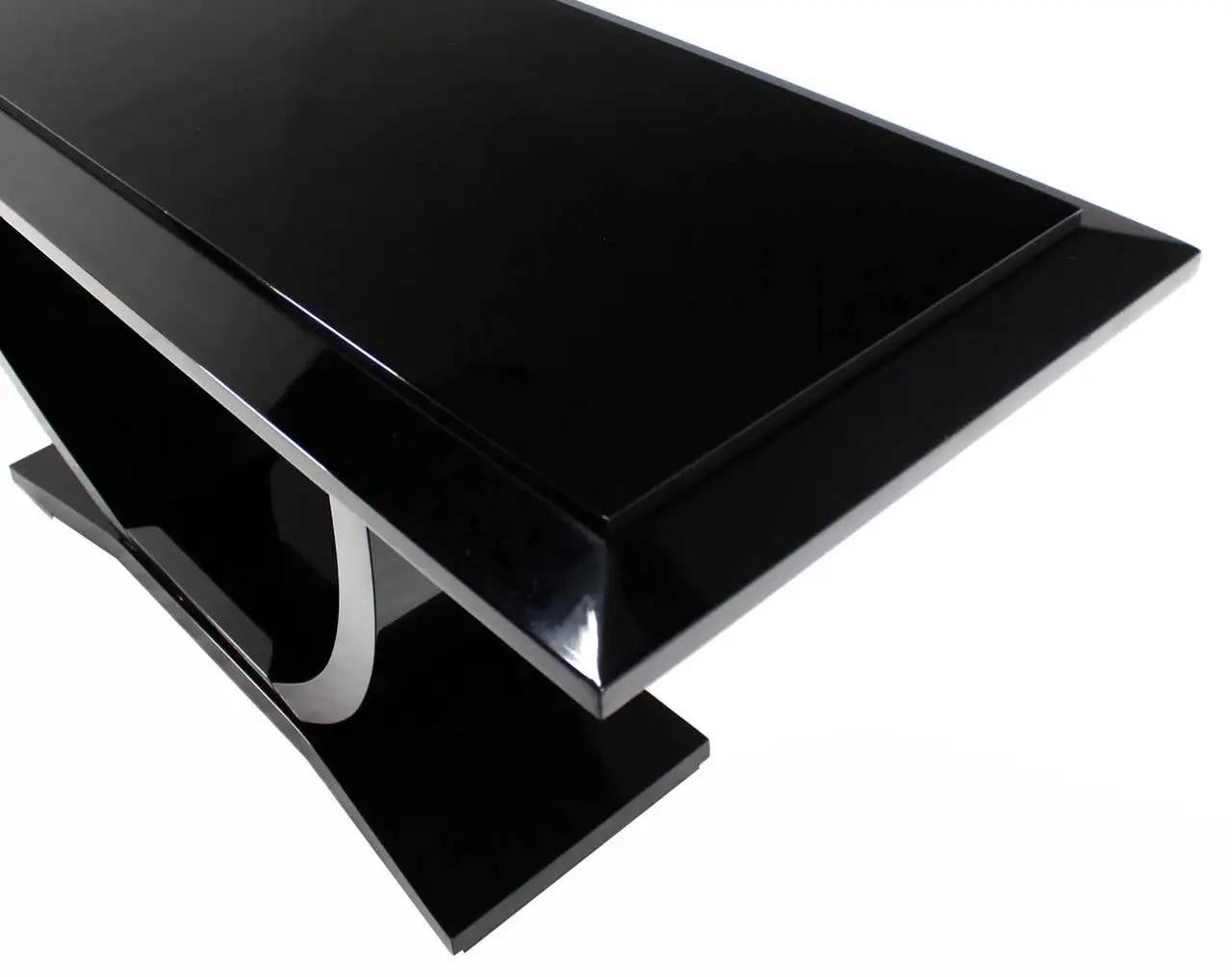 Black Lacquer U-Shape Arched Base Console Table by Drexel