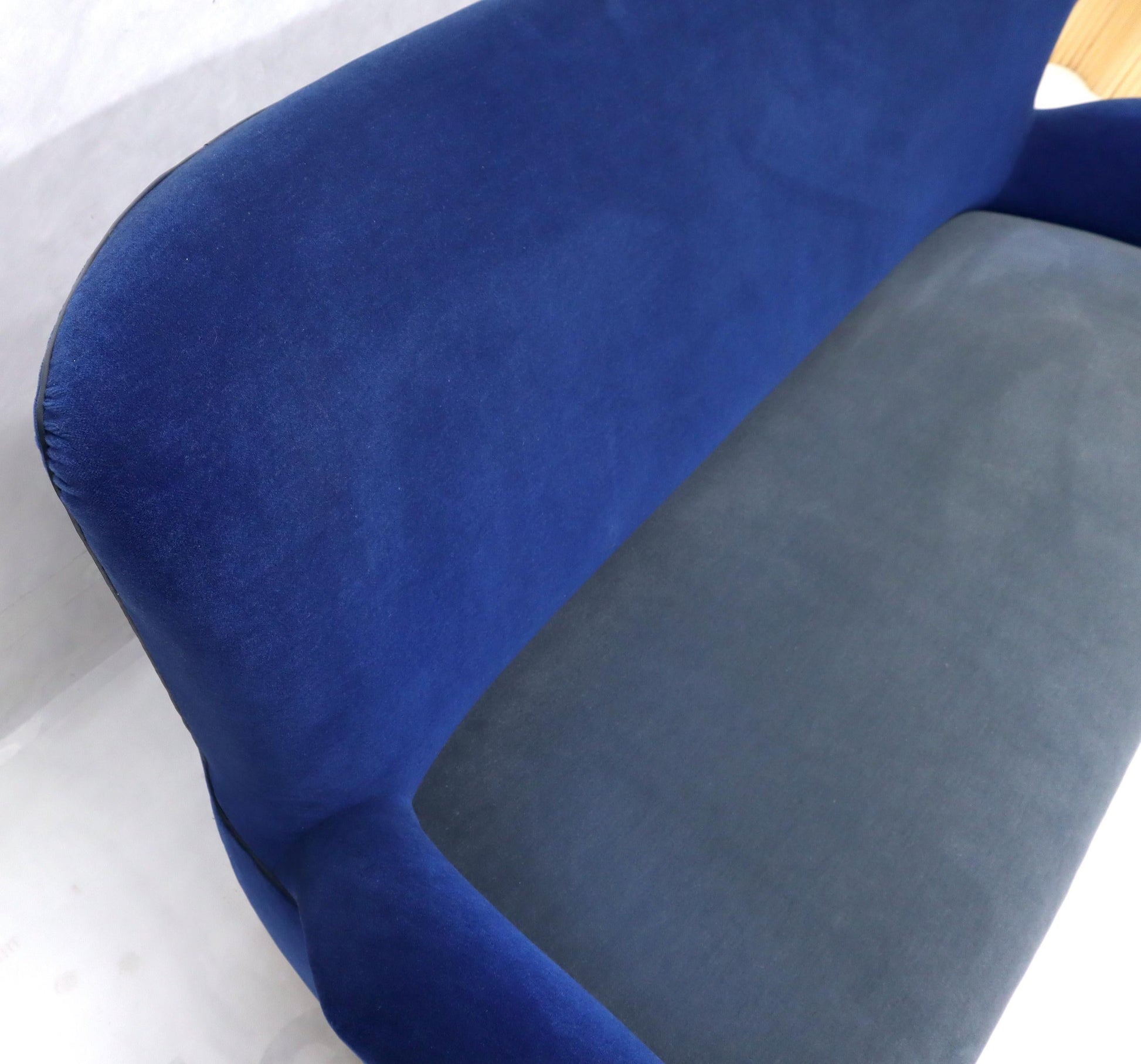 EstablishedLines Two-Tone Blue Mohair Paulo Buffa Mid-Century Modern Italian Sculptural Sofa