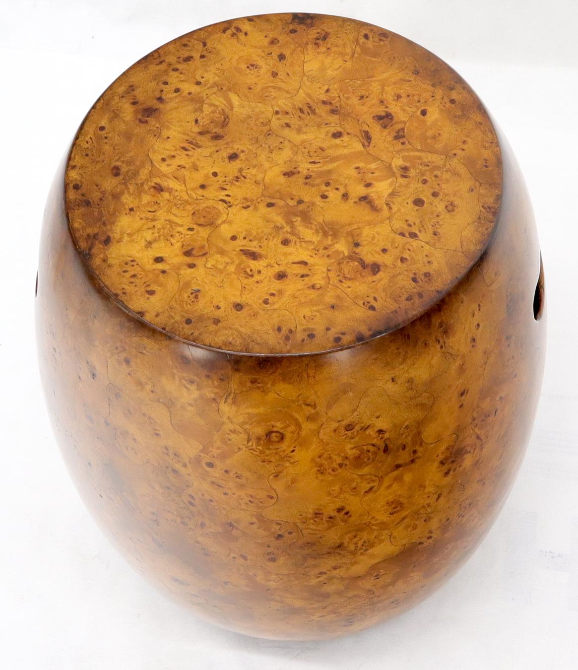 EstablishedLines Barrel Shape Burl Wood Veneer Stool