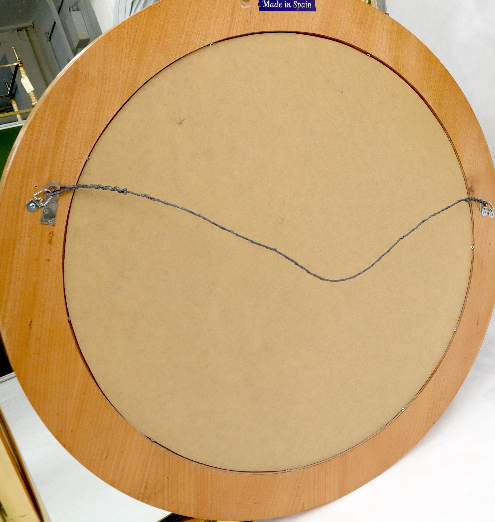 EstablishedLines Inlaid Round Frame Beveled Wall Mirror Mother of Perl Accents