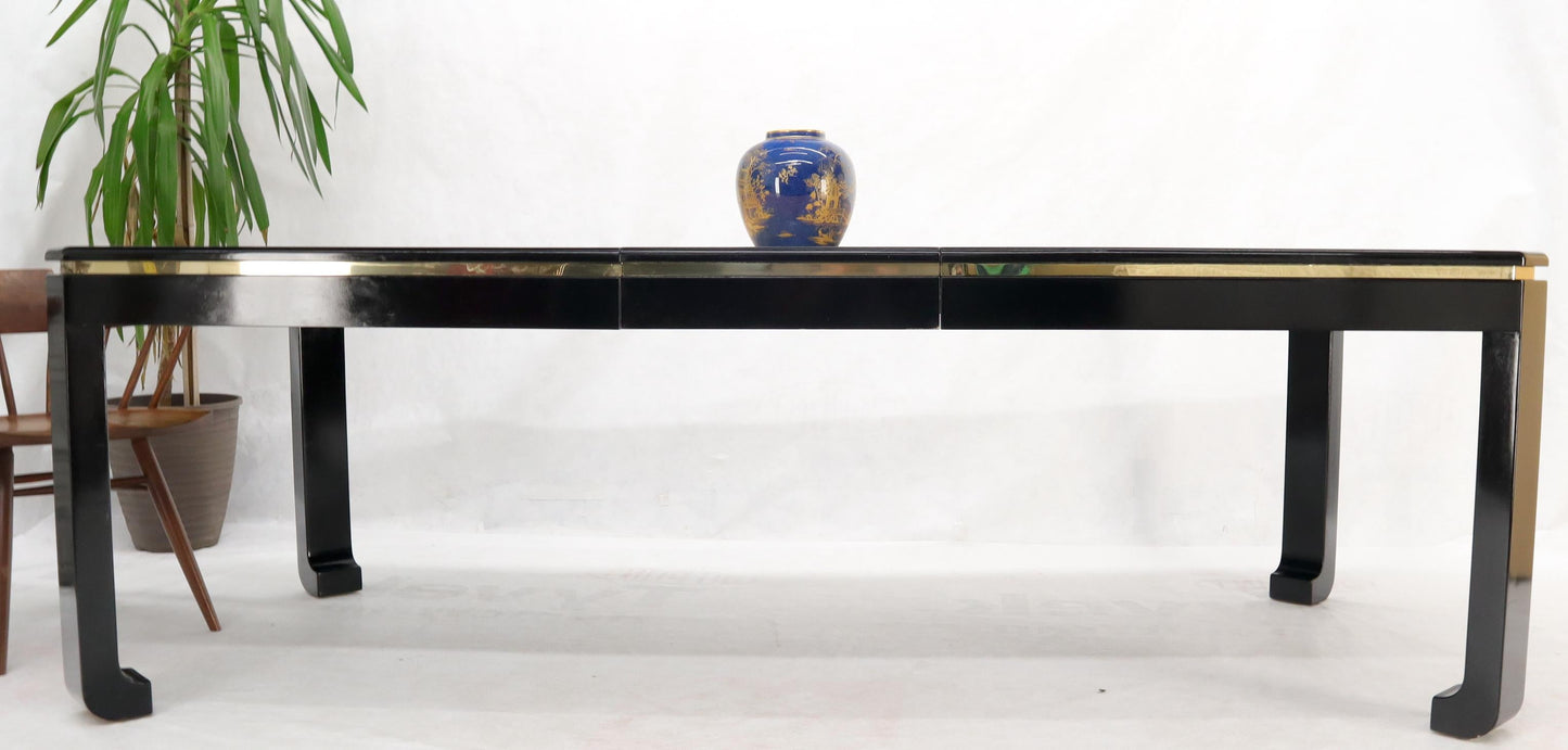 EstablishedLines Black Lacquer Faux Stone Marble Finish Dining Table with Leave Extension Board