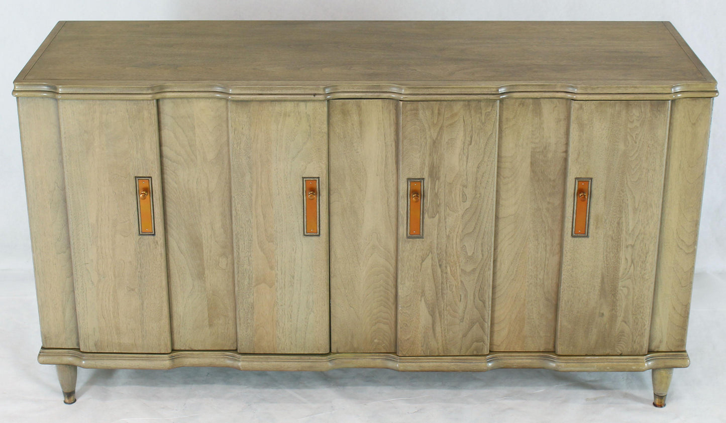 Horn Tone Cerused Finished Sideboard Credenza with Folding Double Doors