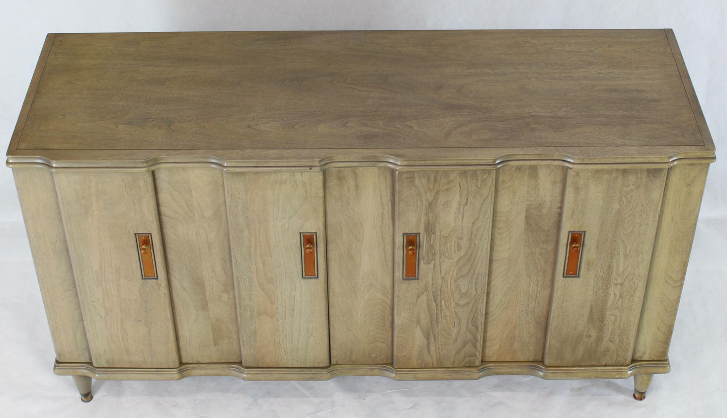 Horn Tone Cerused Finished Sideboard Credenza with Folding Double Doors