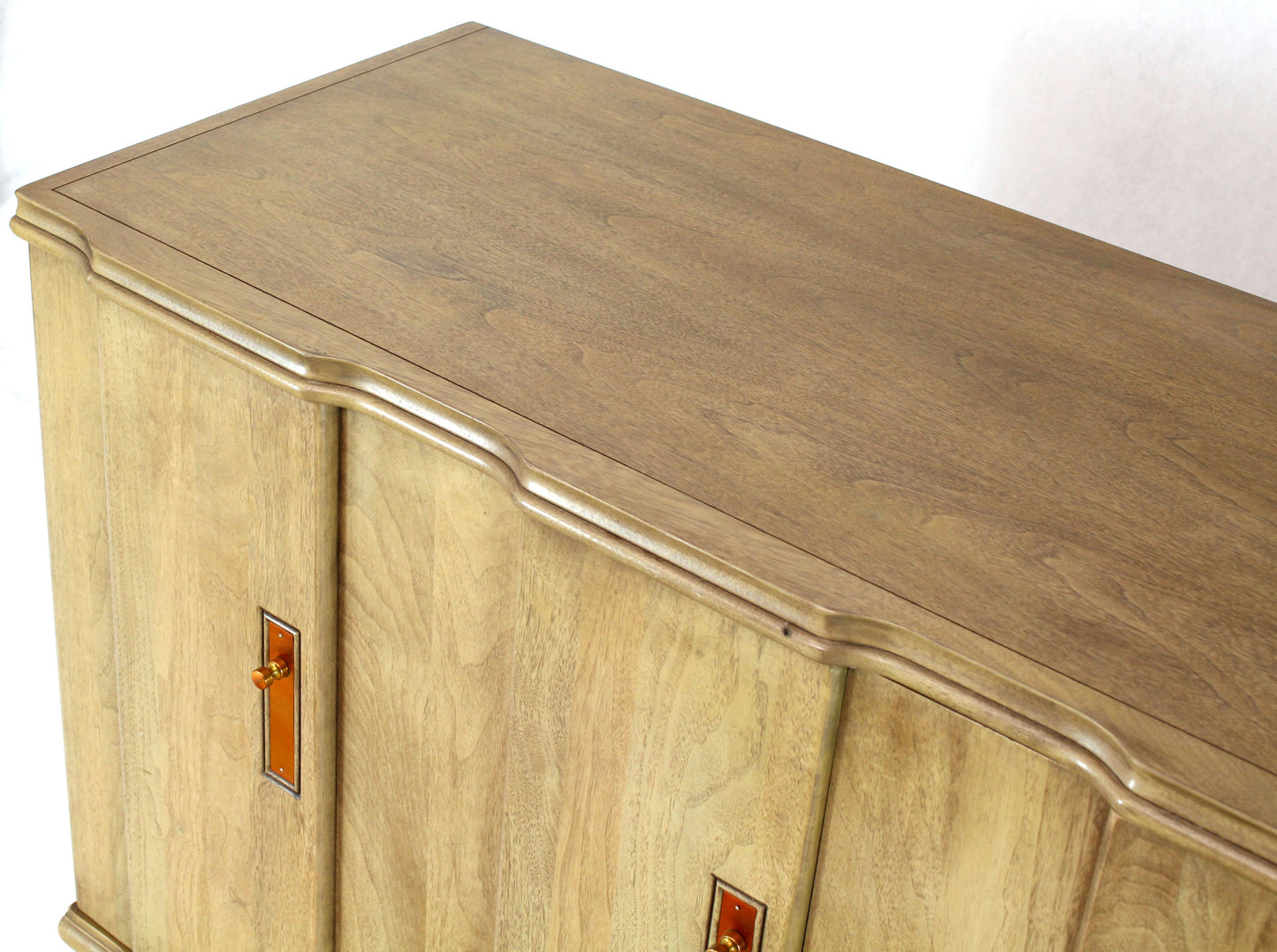 Horn Tone Cerused Finished Sideboard Credenza with Folding Double Doors