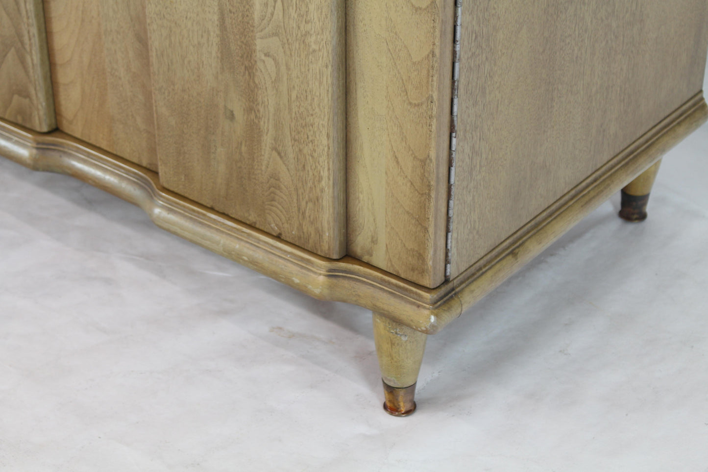 Horn Tone Cerused Finished Sideboard Credenza with Folding Double Doors