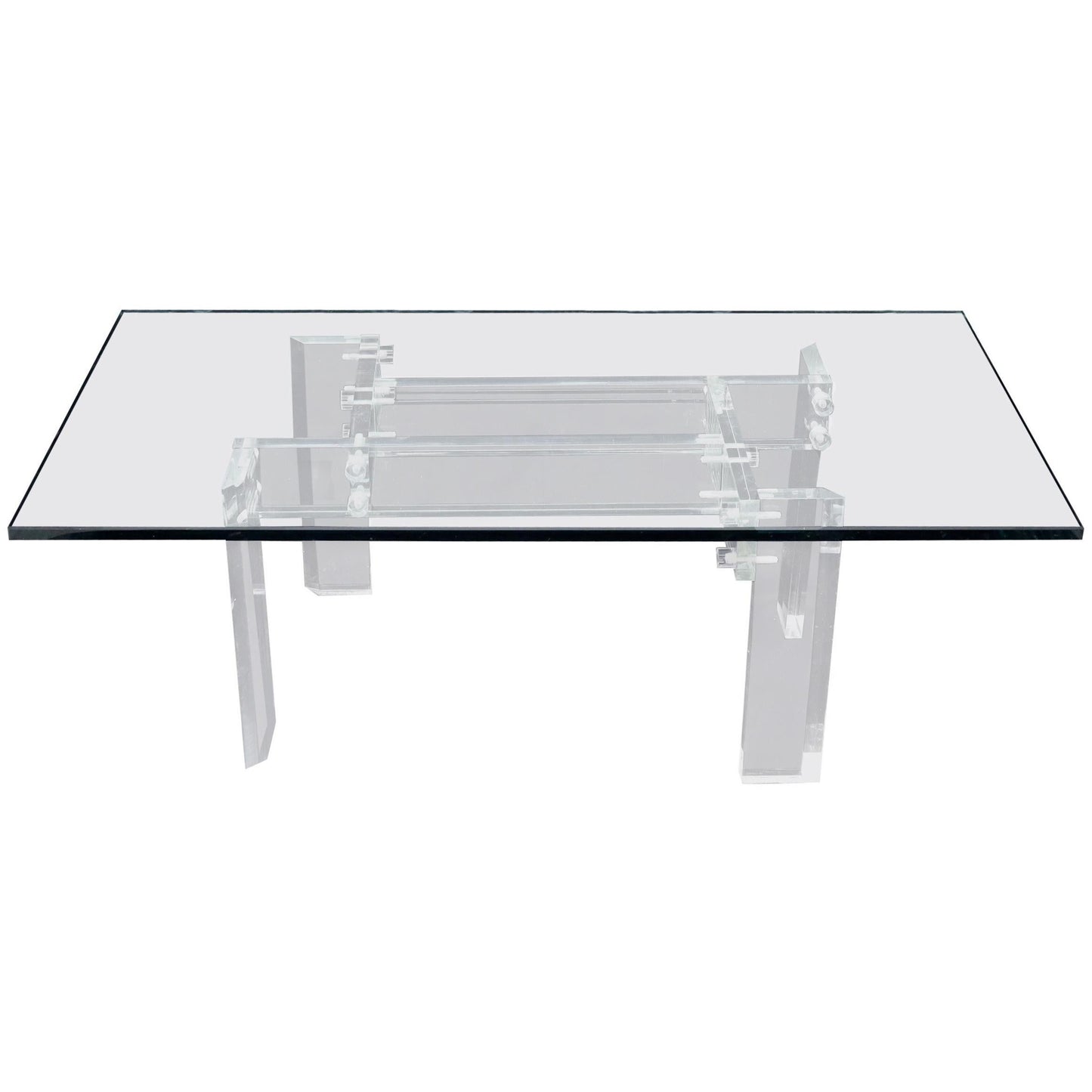 EstablishedLines Rectangular Glass top Lucite Base Coffee Table