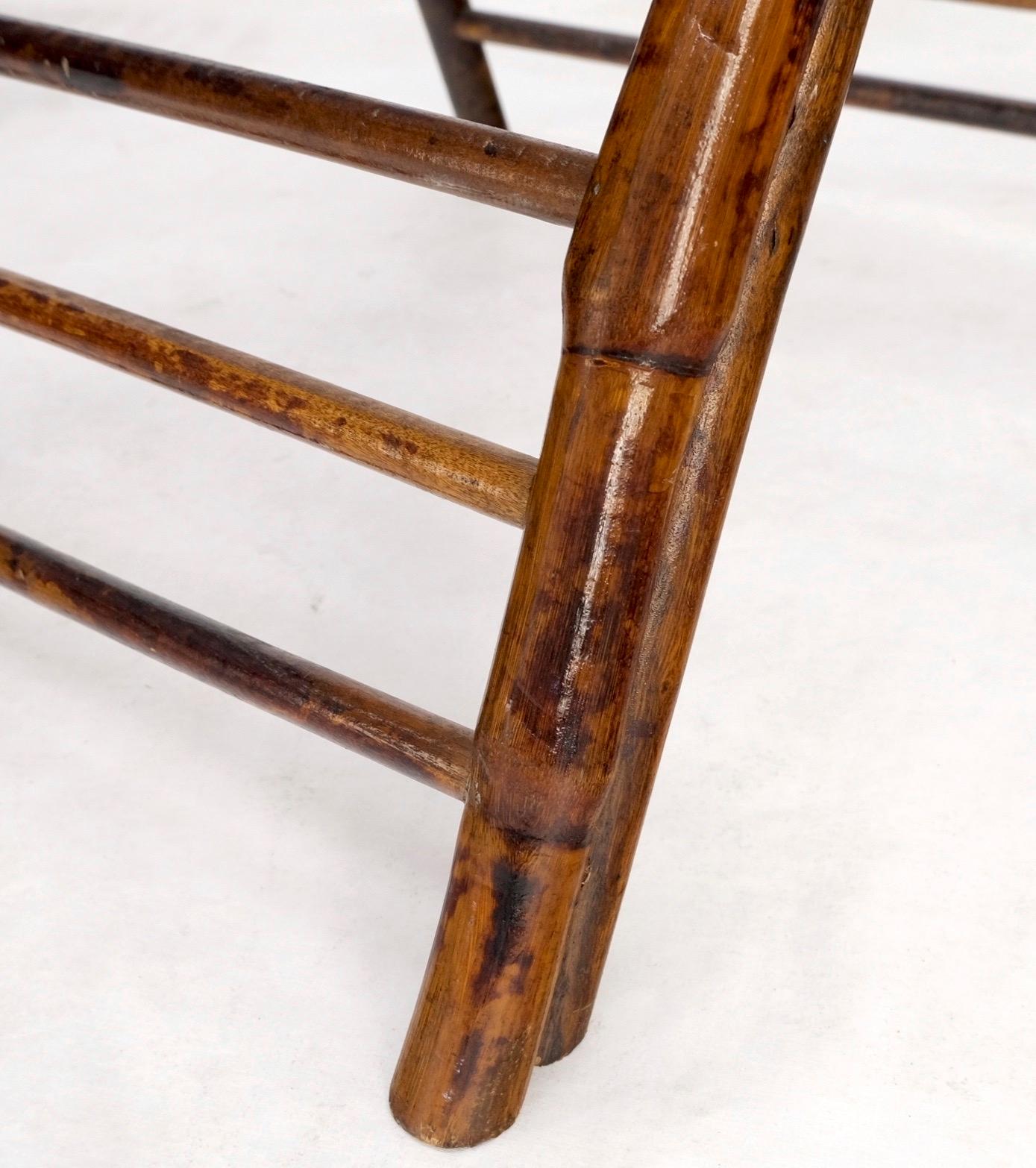 EstablishedLines Burnt Bamboo Vintage Folding Cafe Occasional Table w/ Two Matching Chairs Set