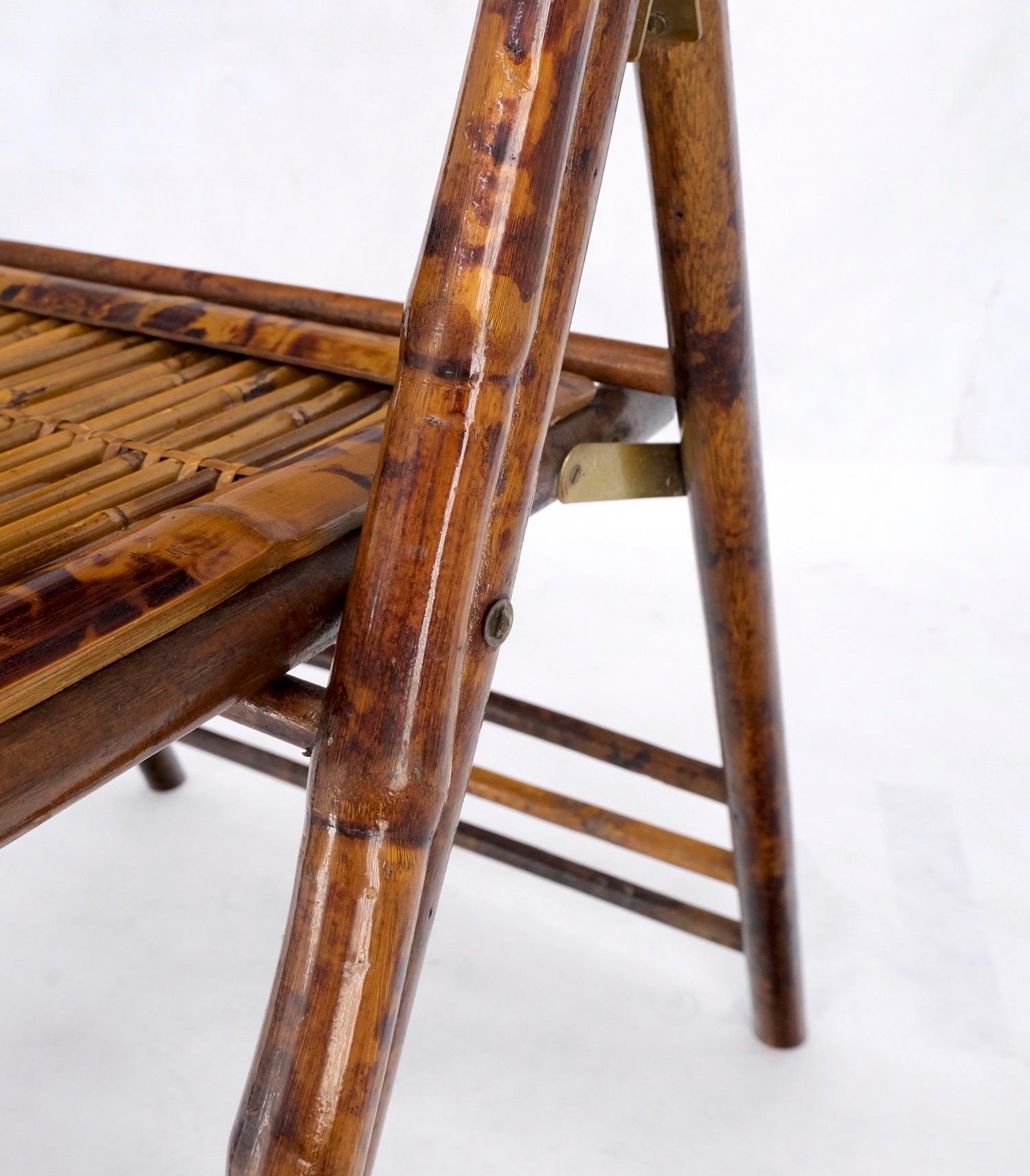 EstablishedLines Burnt Bamboo Vintage Folding Cafe Occasional Table w/ Two Matching Chairs Set