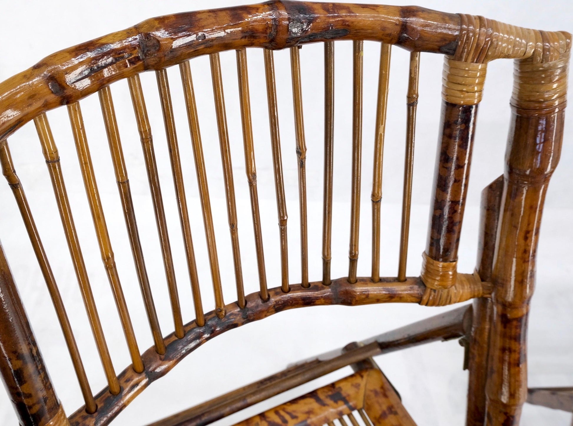 EstablishedLines Burnt Bamboo Vintage Folding Cafe Occasional Table w/ Two Matching Chairs Set