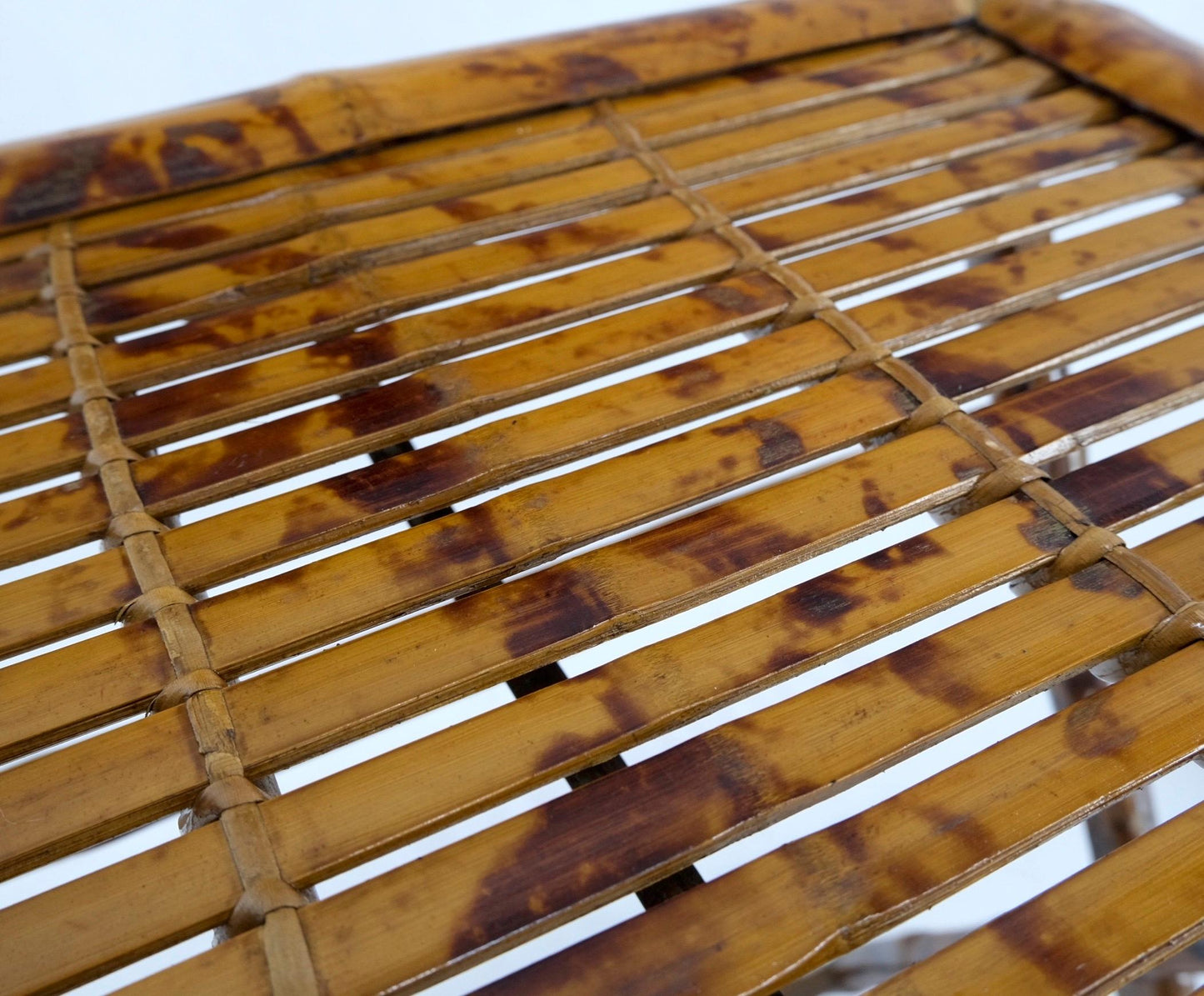 EstablishedLines Burnt Bamboo Vintage Folding Cafe Occasional Table w/ Two Matching Chairs Set