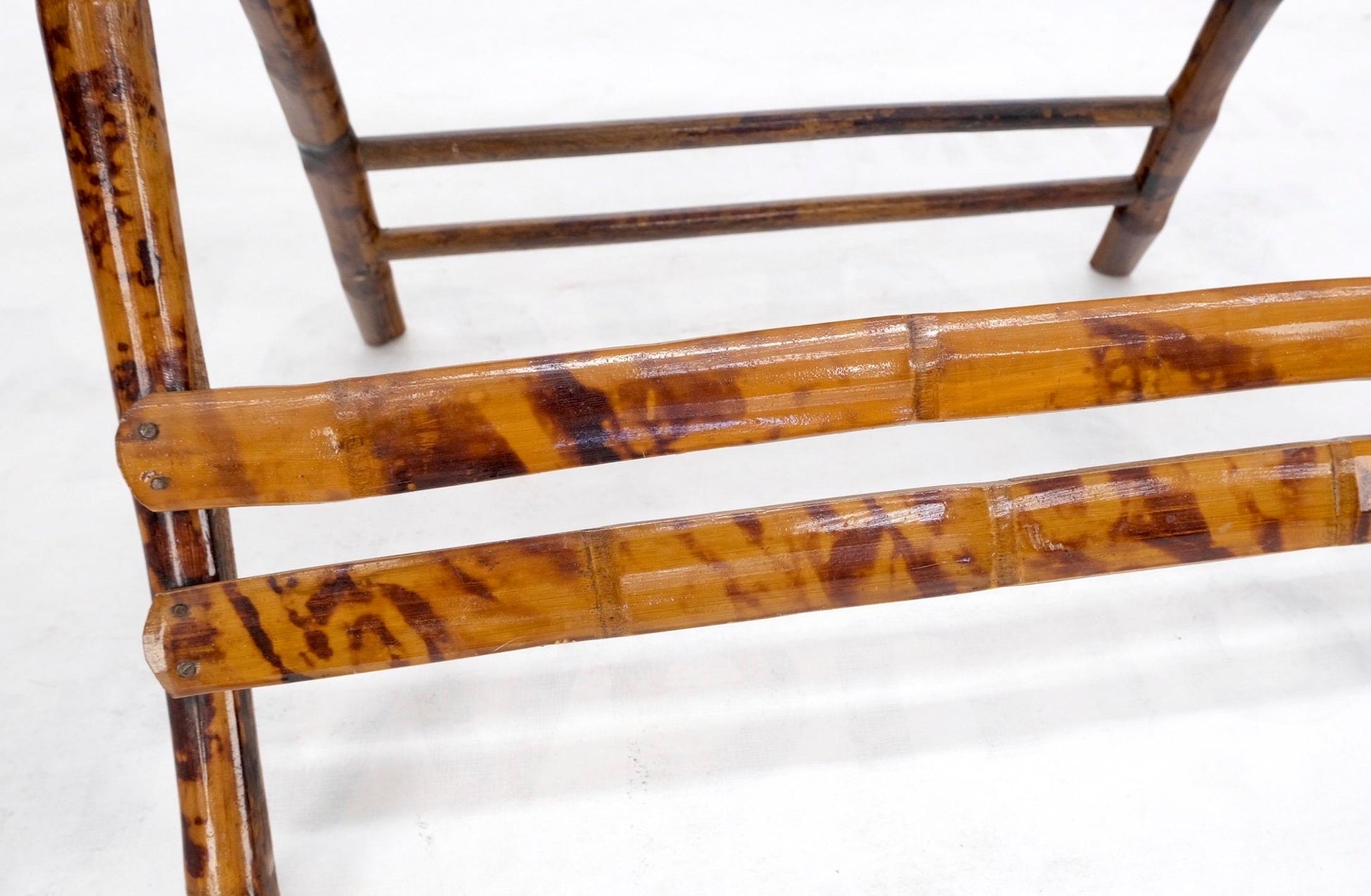 EstablishedLines Burnt Bamboo Vintage Folding Cafe Occasional Table w/ Two Matching Chairs Set