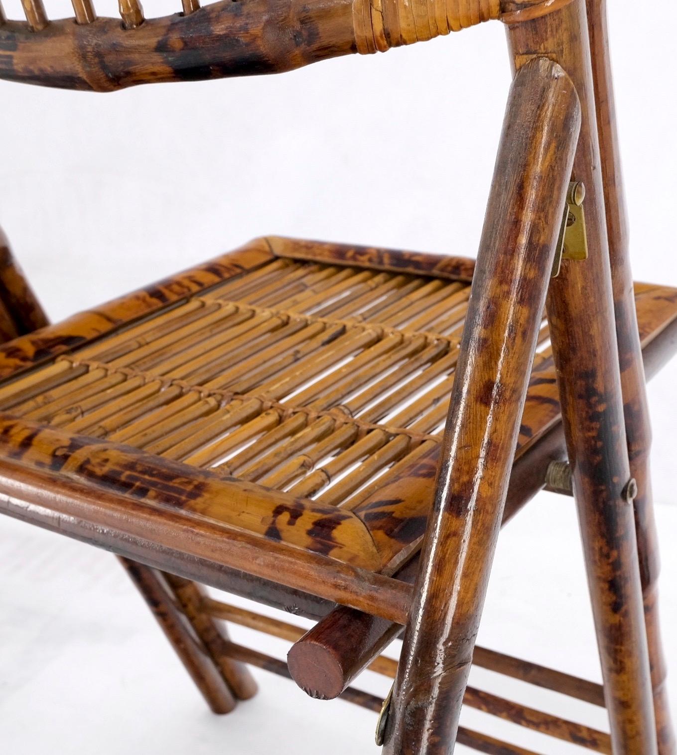 EstablishedLines Burnt Bamboo Vintage Folding Cafe Occasional Table w/ Two Matching Chairs Set