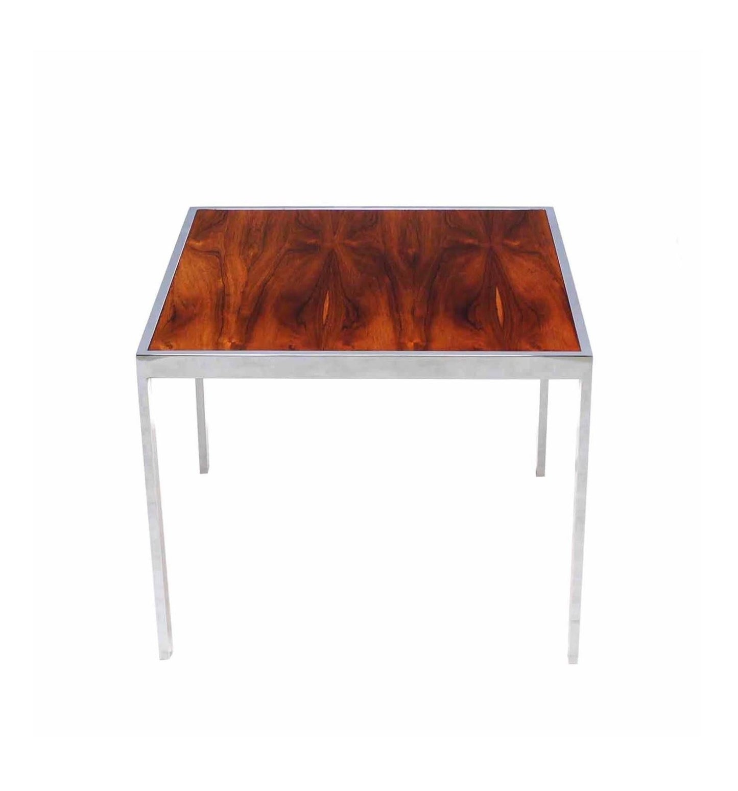 EstablishedLines Rosewood and Chrome Frame Base Square Side End Table Stand Mint