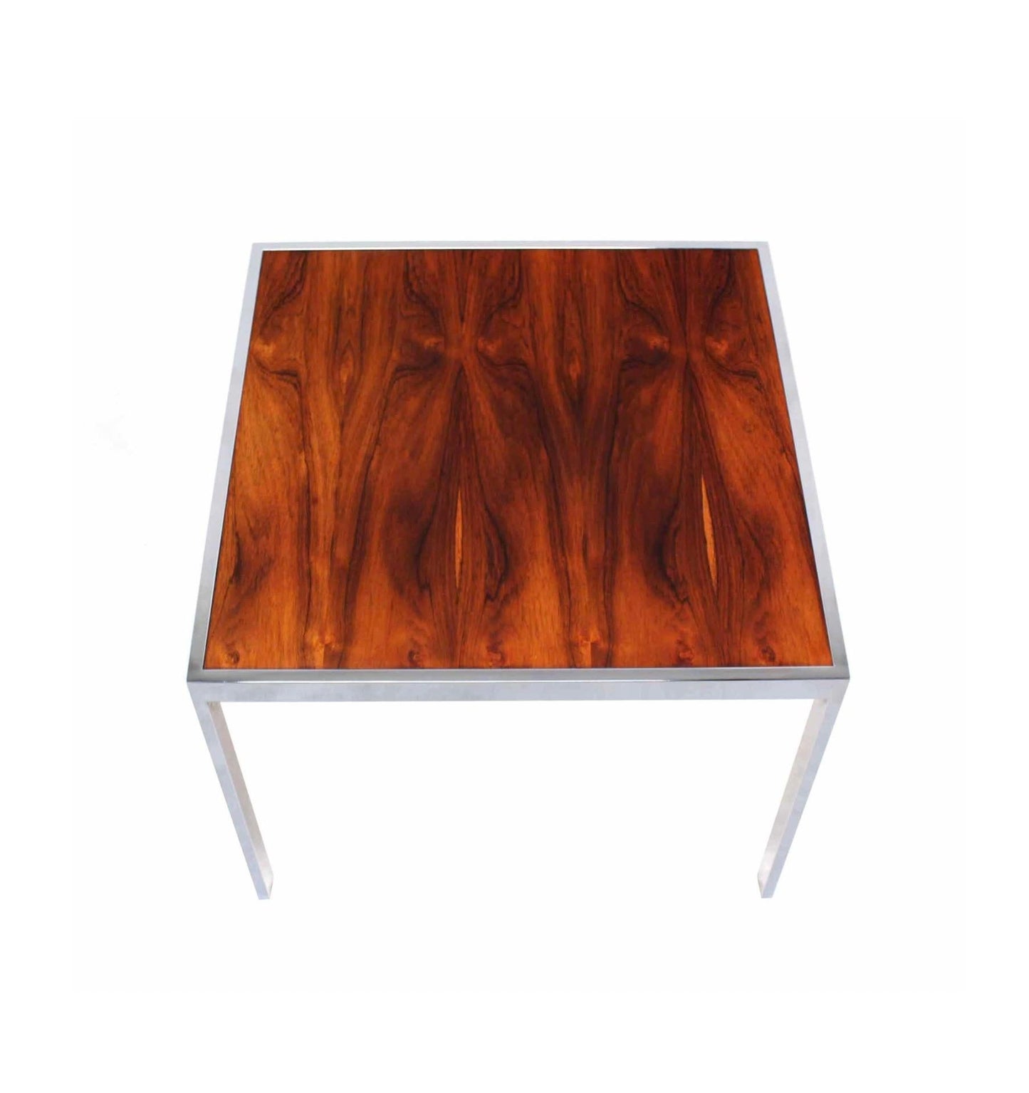 EstablishedLines Rosewood and Chrome Frame Base Square Side End Table Stand Mint
