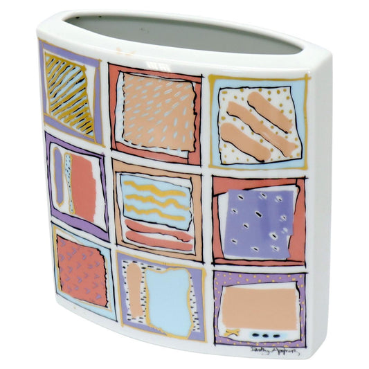 EstablishedLines 20th Century German White Porcelain Square Vase Painted Rosenthal Studio-Linie