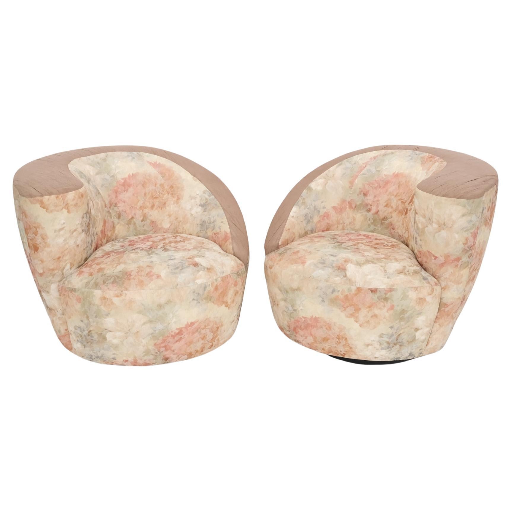 EstablishedLines Pair of Vladimir Kagan Two Tone Nautilus Lounge Chairs