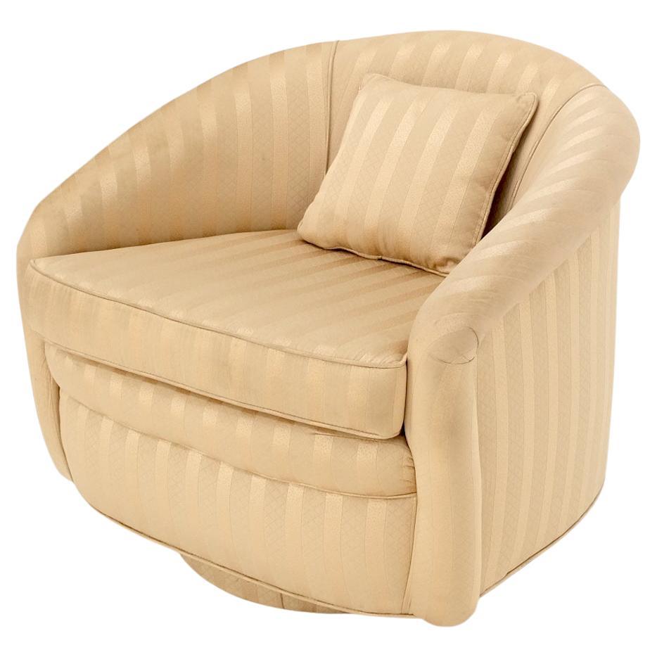 EstablishedLines Barrel Back Striped Upholstery Swivel Lounge Chair Milo Baughman