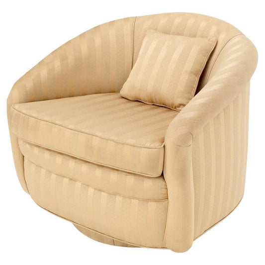 EstablishedLines Barrel Back Striped Upholstery Swivel Lounge Chair Milo Baughman