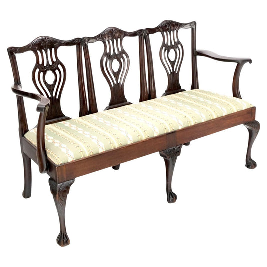 EstablishedLines 19th Century Triple Ball & Claw Armchair Style Settee Bench Sofa Chippendale