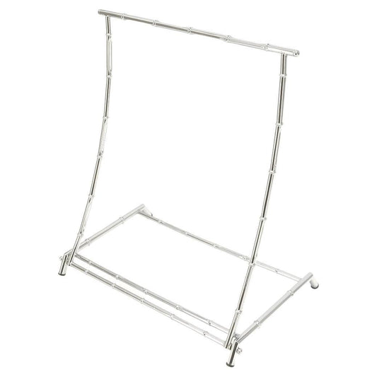 EstablishedLines Mid Century Italian Modern Chrome Faux Bamboo Folding Collapsible Towel Rack