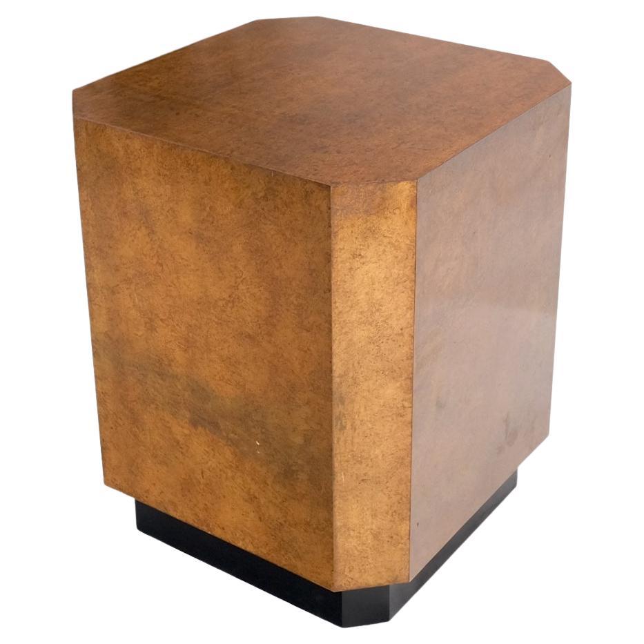 EstablishedLines Patinated Copper Cube Shape Large Pedestal Occasional Table Stand Custom Mint