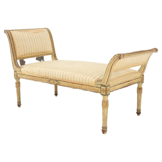 EstablishedLines 19th Century French Empire Reclining Arm Bench Recamier Carved Old Distressed