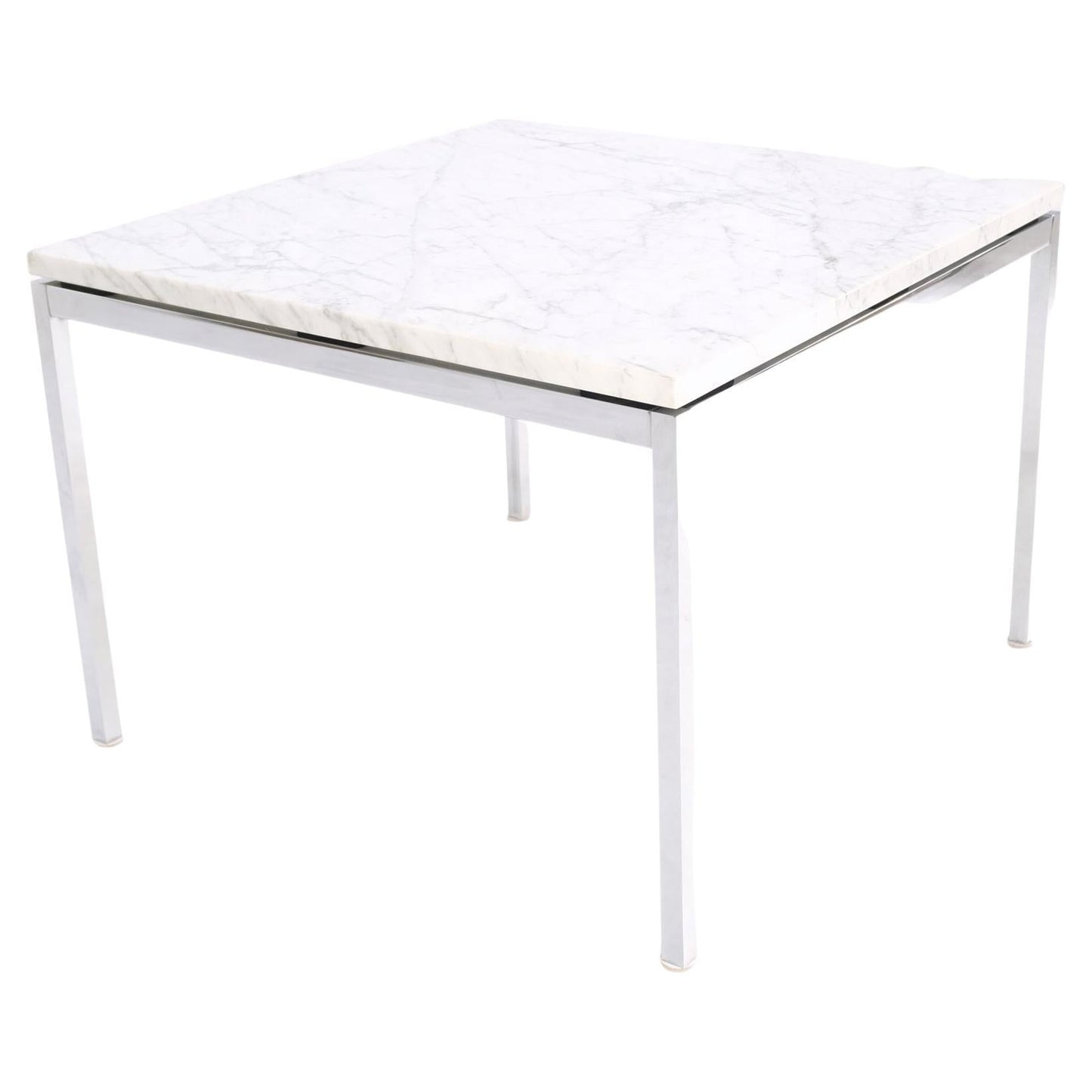 EstablishedLines Florence Knoll Square Marble Top Solid Chrome Base Side End Coffee Center Table