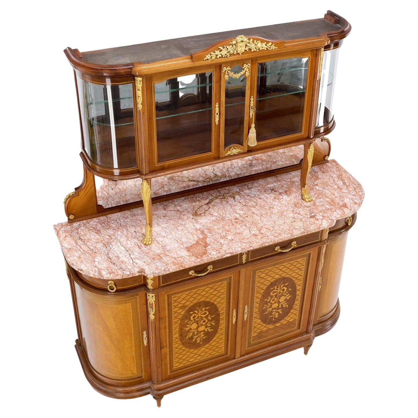 EstablishedLines Louis XVI Style Commode Bronze Ormolu-Mounted Vitrine Buffet Sideboard Inlay