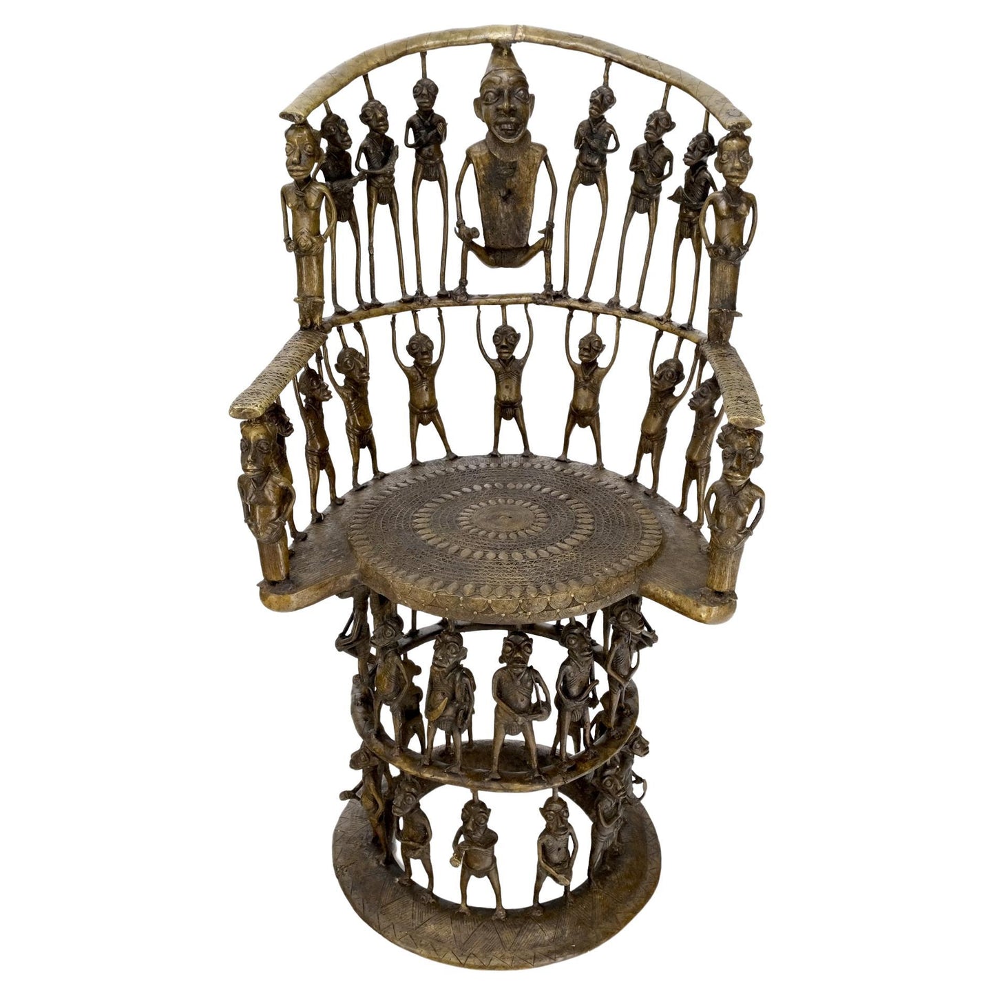 EstablishedLines Solid Bronze 44 Figurines African Cameroon Bronze Figurative Throne Chair