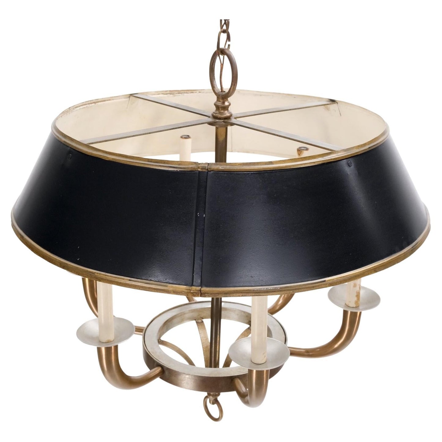 EstablishedLines Solid Brass 6 "Candles" Chapman Ceiling Light Fixture Chandelier Mid Century