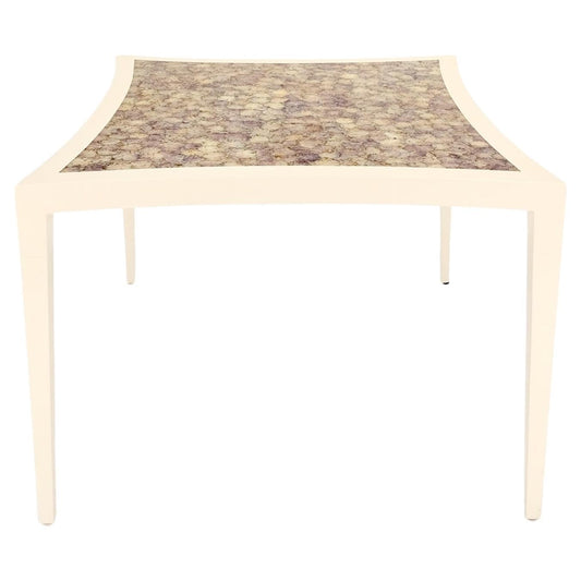 EstablishedLines Enrique Garcel Diamond Shape Top White Lacquer Game Dinette Table Crushed Shell