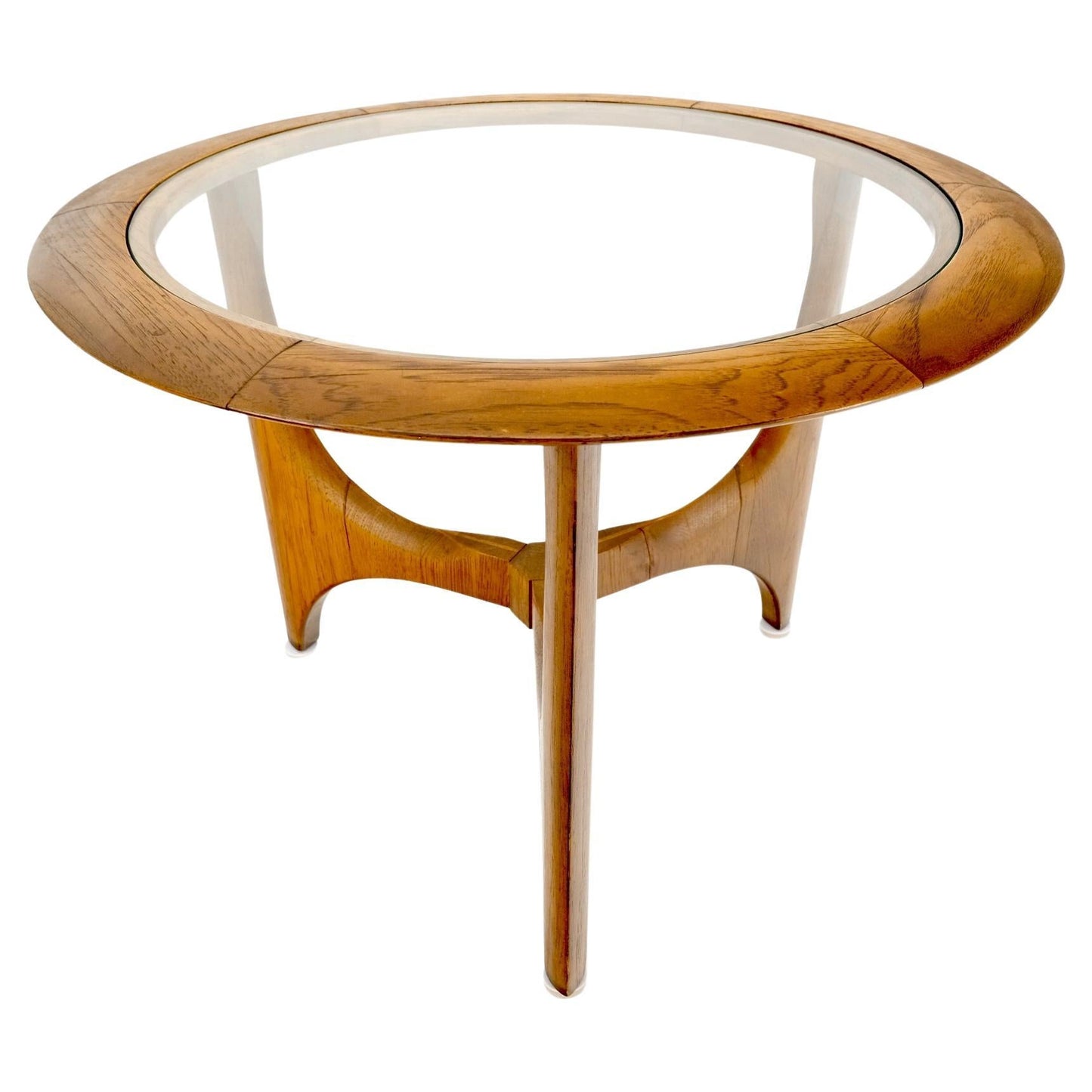 EstablishedLines Lane Tripod Trileged Round Beveled Chestnut Bezel Glass Top Side End Table Stand