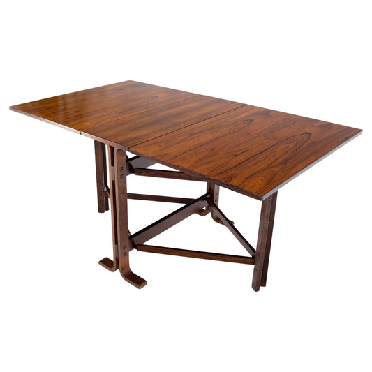EstablishedLines Made in Norway Danish Modern Bent Rosewood Plywood Legs Drop Leaf Dining Table