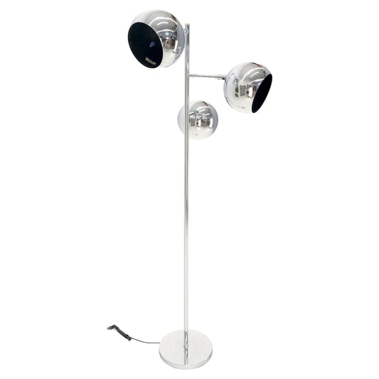 EstablishedLines Koch Lowy Three Globe Shades Chrome Floor Lamp Adjustable Light Fixture Mint