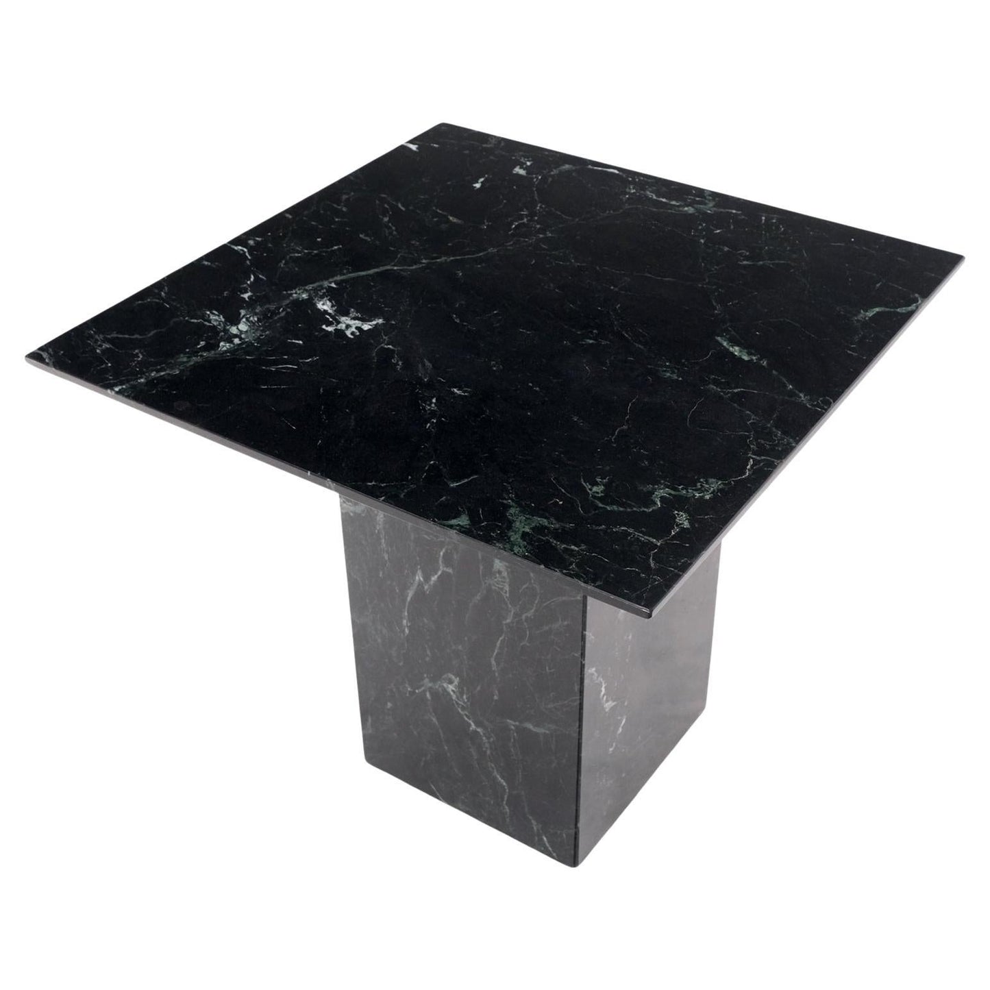 EstablishedLines Square Black Marble Single Pedestal Side End Table Night Stand Pedestal