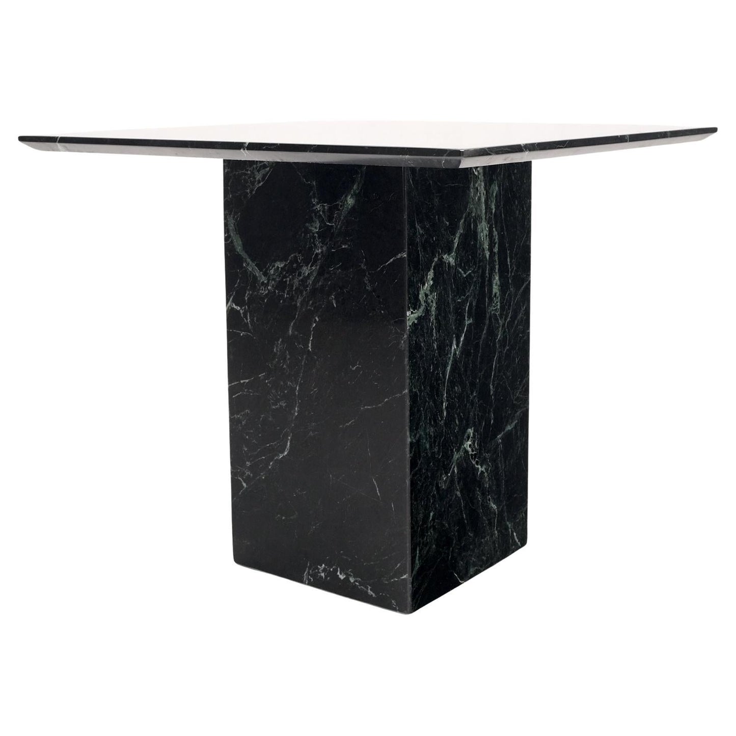 EstablishedLines Square Black Marble Single Pedestal Side End Table Night Stand Pedestal