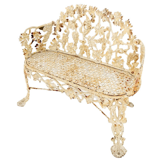 EstablishedLines Heavy Victorian Leaf Cast Iron Small Garden Bench Cast Iron